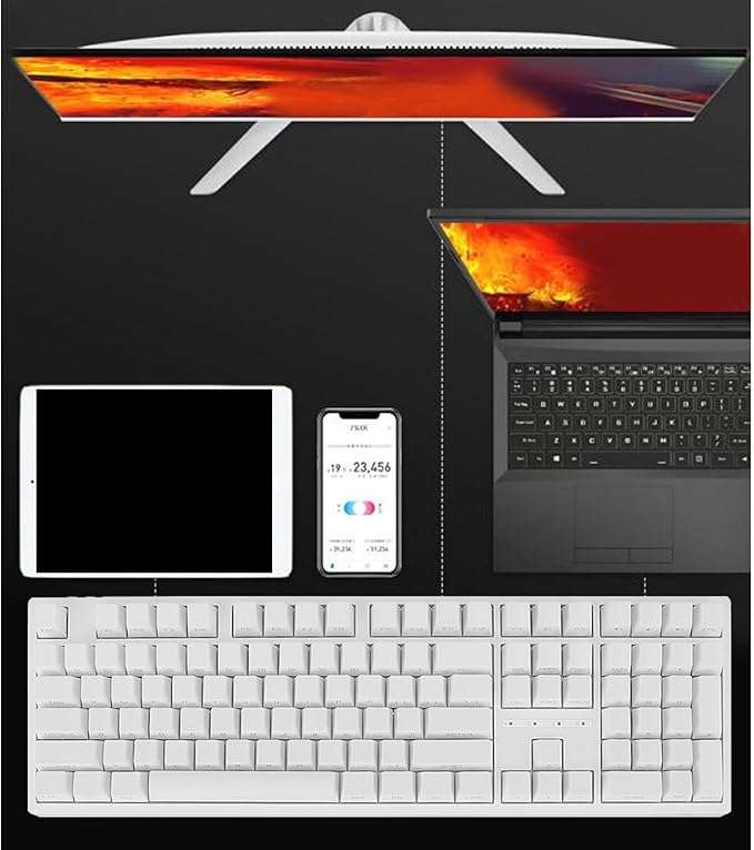 Bewinner 108 Key Mechanical Keyboard Tri Mode BT5.0 2.4GHz USB C Hot Swappable Custom Keyboard Red Switch RGB Gaming Keyboard for PC Tablet