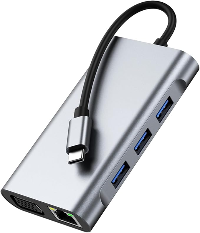 USB C to Dual HDMI Docking Station Type C Multiport Adapter with Dual HDMI(4K@30Hz)1080P VGARJ45100W PD USB3.02 USB2.0 8 in 1 Hub for Dell HP MacBook Laptop (8 in 1 2HDMI+VGA)