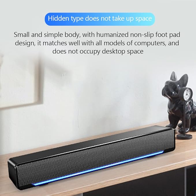 Wendry Computer Speakers3.5mm Computer Sound Bass Surround Sound BoxUSB Powered Portable Soundbar with 3D Stereo Sound and LED Breathing Light