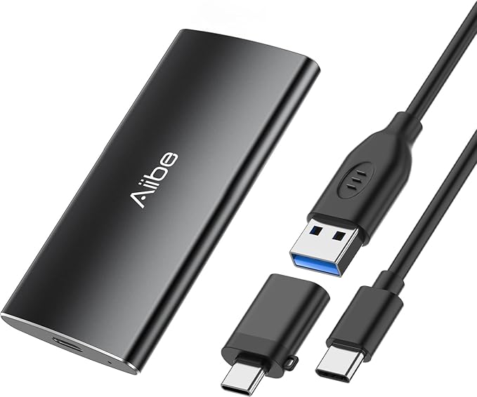 Aiibe 256GB External SSD External Hard Drive 256GB USB C Portable SSD Up to 500MB/s USB 3.1 External Solid State Drive for Laptop Mac PS4 (Black)
