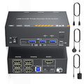 KVM Switch 3 Monitors 1 Laptop &amp 1 Desktop Reyoten 4K HDMI USB Switch3 Monitors for Laptop with 3 USB 3.0 Ports 4K Hub for 2 PCs to Share Monitor Keyboard Mouse &amp Printer