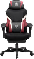 Ergonomic Mesh Video Gaming Chair with Footrest Height Adjustable Computer Chair with Lumbar Support High-Back Breathable Reclining Swivel Chair for Adults Home Office &amp Work (Red)