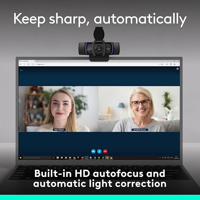Logitech C920e HD 1080p Mic-Enabled Webcam Certified for Zoom Microsoft Teams Compatible TAA Compliant