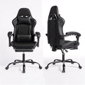 Gaming Chair Ergonomic Computer Chair with High Back Office Computer Chair with Footrest and Massage Lumbar Support Height Adjustable Swivel Video Game Chair (Black)