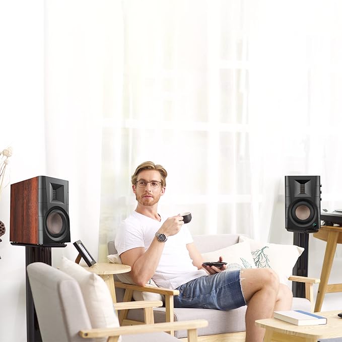 HiVi-Swans D200 Bluetooth Powered Bookshelf Speakers - Studio Monitor Speakers - Computer Speakers for TV/Turntable/PC/Monitor - 5 Inch Near Field 260w RMS - Wood Grain