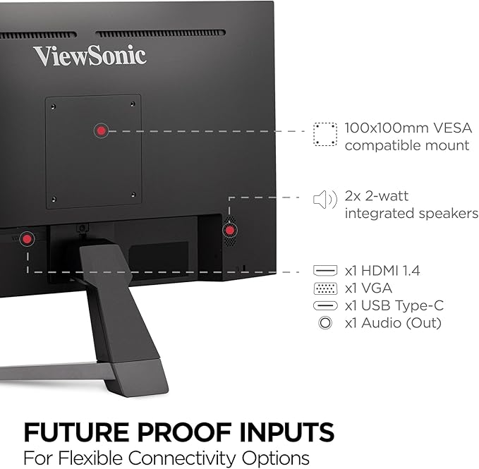 ViewSonic VX2467U 24 Inch 1080p Monitor with 65W USB C Ultra-Thin Bezels HDMI and VGA Input