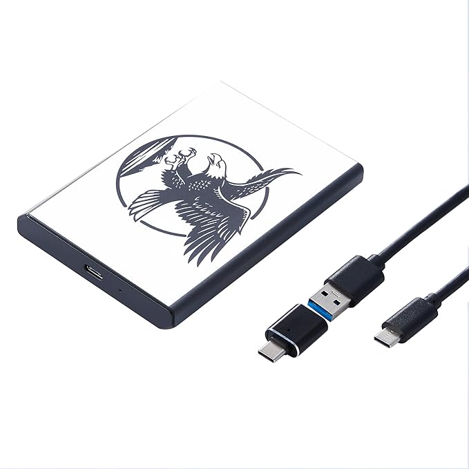 Plicnla Portable External Hard Drive 500GBUSB 3.0 USB-C Storage Expansion for PC Mac Desktop Laptop PS4/5 Xbox One X/S Xbox 360 (Bald Eagle)