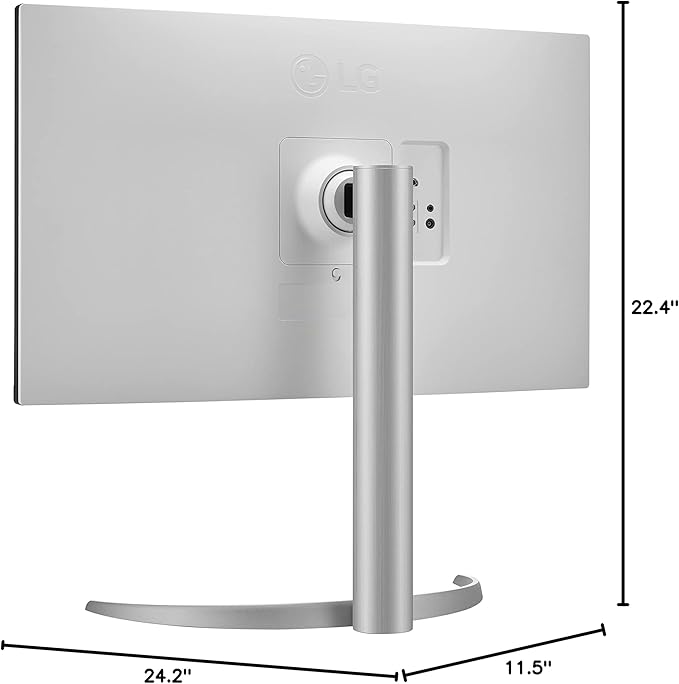 LG 27UP650-W Monitor 27” UHD (3840 x 2160) IPS Display VESA DisplayHDR 400 DCI-P3 95% Color Gamut 3-Side Virtually Borderless Display Height/Pivot/Tilt Adjustable Stand – Silver