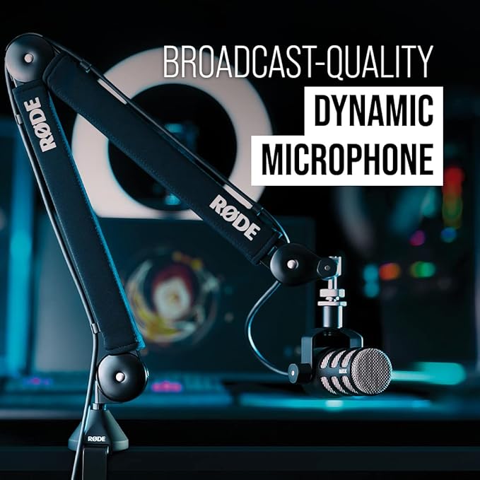 Rode PodMic Cardioid Dynamic Broadcast Microphone Black &amp RØDE Wireless Go II Dual Channel Wireless System with Built-in Microphones
