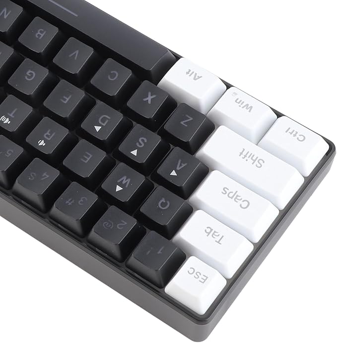 Brrnoo 61-Key Mechanical Gaming Keyboard with Tactile Feedback RGB LED Backlit Ergonomic Wired Keyboard for Office UseBlack