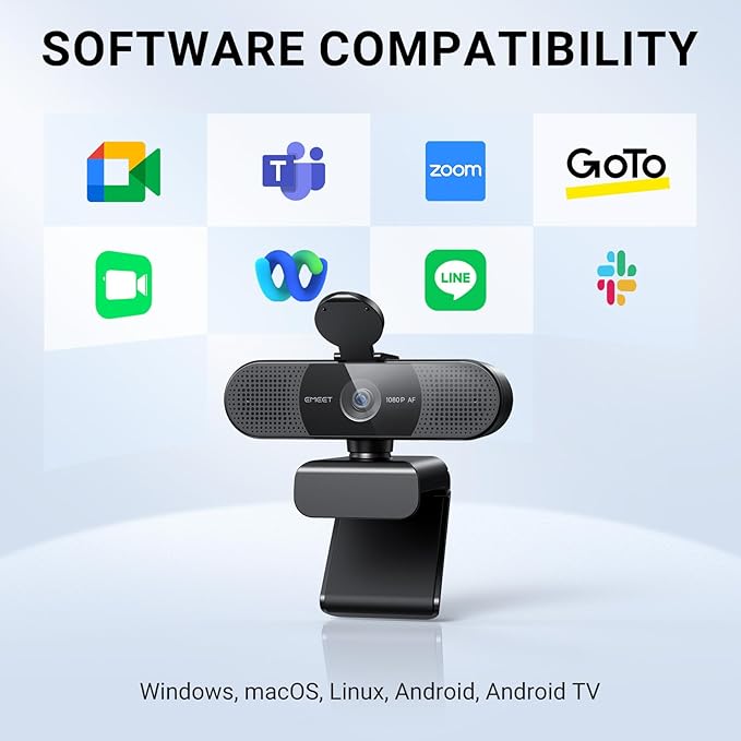 EMEET 2024 Upgraded C960 Webcam for PC Autofocus 1080P HD 73° View Angle Computer Camera w/Privacy Cover and Microphone Plug and Play USB Webcam for Video Calling/Zoom/Teams/Google Meet