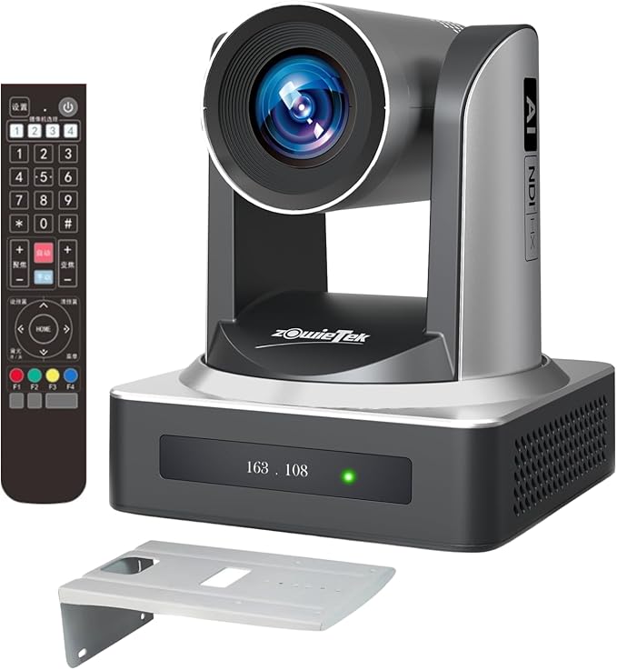 Zowietek NDI PTZ Camera (Native NDI 6 Certified) AI Auto Tracking PTZ Camera 1080P60 PoE 20X Optical Zoom 3G-SDI HDMI USB3.0 LAN Live Streaming for Church Meeting Education Sport Hospital Wedding