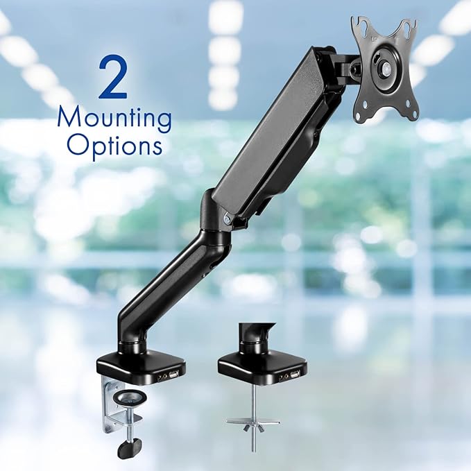 Spring LCD Monitor Arm with USB and Multimedia Ports for: ASUS TUF Gaming 27 2K HDR Gaming Monitor (VG27AQ) - QHD (2560 x 1440) 165Hz 144Hz 1ms Low Motion Blur Speaker