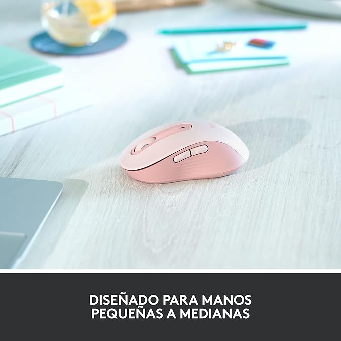 Logitech Signature M650 Wireless Mouse - for Small to Medium Sized Hands 2-Year Battery Silent Clicks Customizable Side Buttons Bluetooth Multi-Device Compatibility - Rose (Renewed)