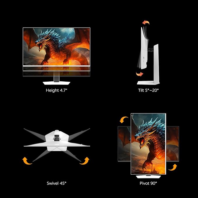 INNOCN 27 OLED 2K QHD 2560 x 1440p 500Hz Gaming Monitor Gaming Console Ready VRR G-SYNC Compatible HDR 500 0.03ms FPS/RTS HDMI 2.1 DP Speaker Pivot Adjustable Stand - GA27M1Q