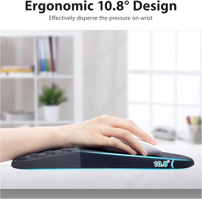 EYROZILL 3 in 1 Ergonomic Mousepad with Wrist Rest Gaming Keyboard Mouse Pad with Wrist Support Non-Slip Base Massage Design Pain Relief (Black/Grey)
