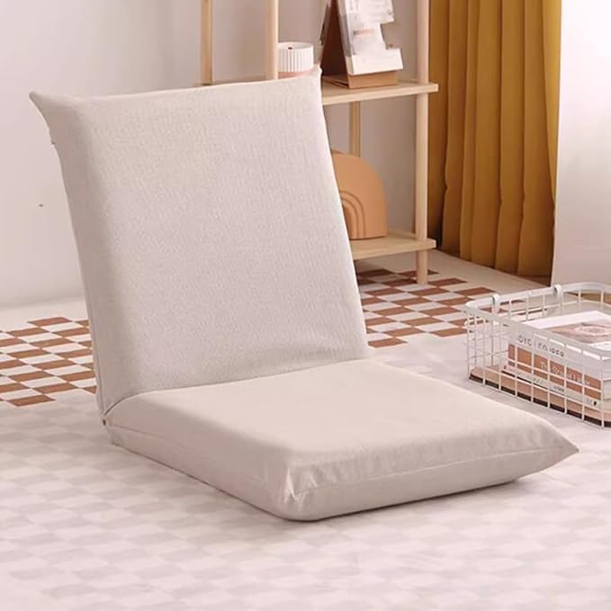 Floor Chair with Back Support Folding Gaming Chair with 5 Adjustable Positions Lazy Sofa Lounge for Playing Reading Meditating Room Recliner for Adults Kids(/Khaki)