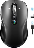 Wireless Bluetooth MouseMulti Device Ergo Computer MousesMetal 4-Way Super Scrolling± 3200 DPI10 ButtonsPlug&ampPlayQuietRechargeableUSB Cordless Mice for LaptopTabletMaciPadPCPhone (Gre