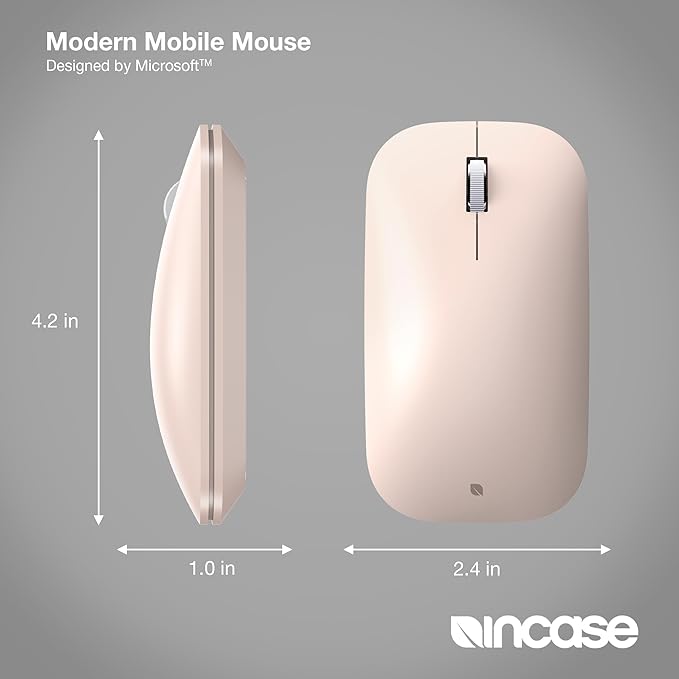 Incase Modern Mobile Mouse – Designed by Microsoft – Lightweight Precision Navigation Right/Left Hand Use Scroll Wheel BlueTrack Technology Wireless Bluetooth for Mac/Windows/8/10/11 (Sandstone)