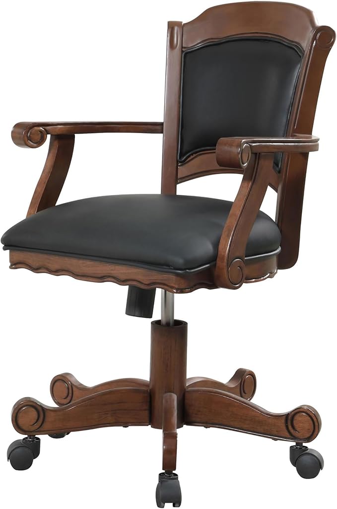 Black and Upholstered Game Chair with Casters