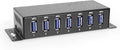 Coolgear 7 Port USB Hub w/Power Adapter - 5Gbps Data ESD Protection Self-Powered with DC Input Mountable Metal Housing