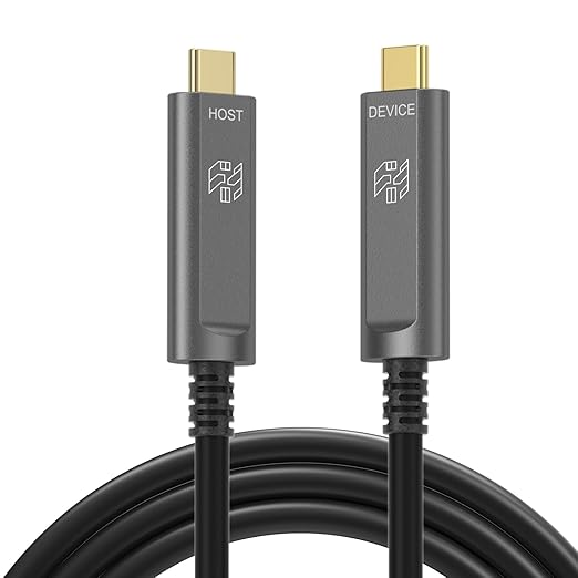 50ft USB C to USB C Cable Fiber OpticLong Extension 10Gbps High Speed Data TransferCompatible with Webcams CamerasGaming ConsolesHubsHDDsVR ARGrey