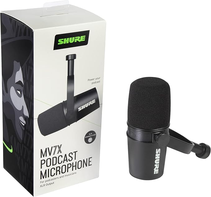 Shure MV7X XLR Dynamic Microphone – Voice-Isolating Cardioid Mic for Podcasting Vocal Recording &amp Broadcasting All-Metal Black