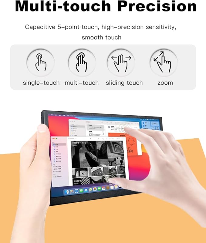 7 inch Small Portable USB C Monitor 7 Capacitive Touchscreen HD 1024x600 IPS Secondary Sub Screen mini LCD Display with Speakers for Laptop PC Smartphone