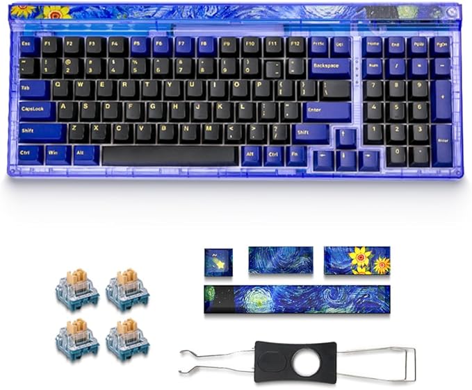 Newmen GM980 Wireless Mechanical KeyboardTri-Mode BT5.0/2.4GHz/USB-C Hot Swappable Custom Keyboard100 Keys Gasket Gaming Keyboards PBT keycaps Pre-lubedTactile Switch RGB Backlit (Dailuo Switch)