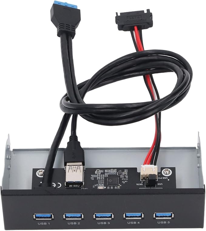 5.25 Inch 19 Pin Front Panel USB Hub 5xUSB3.2 GEN1 Ports GL3510 Controller Multi System Compatibility for WIN7 8 10 2003 OS X