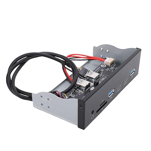 USB3.2 GEN1 Front Panel Hub 5.25 Inch Optical Drive Panel with 2 USB Type C Ports Headphone Jack for 7 8 10 11 2003 OS X Systems