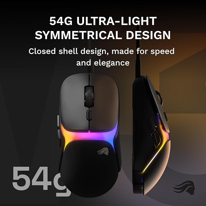 GLORIOUS Gaming Model O3 Wired Gaming Mouse - Ultralight 54g Weight 130M Click Optical Switches 30K DPI BAMF 3.0 Sensor 750 IPS Tracking 50G Acceleration Supports All Grip Types - Black