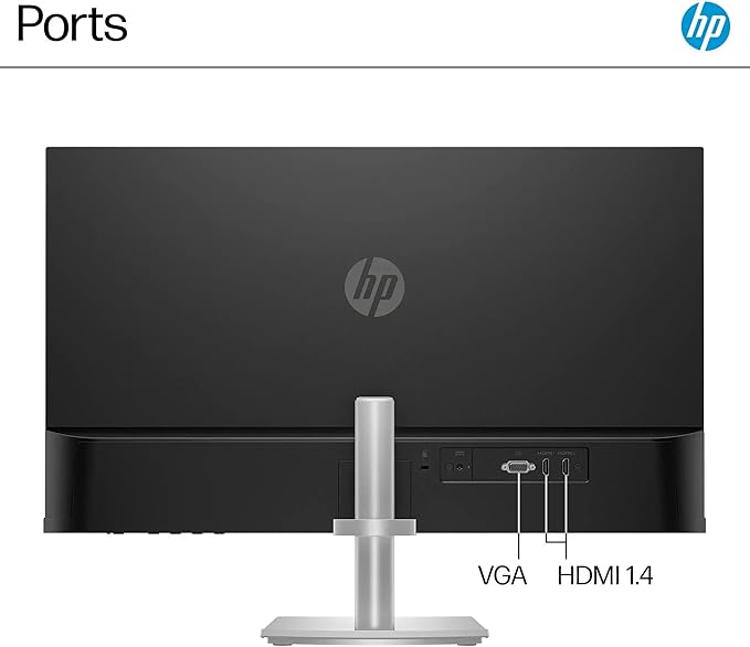 HP 27 Monitor FHD(1920X1080) LED IPS Panel with Adjustable Height Anti-Glare Display 100Hz Refresh Rate 5MS Response Time 2 x HDMI 1.4 1 x VGA Silver with 5ave HDMI Cable