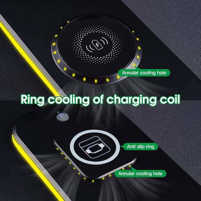 M15WR Wireless Charging RGB Gaming Desk Mat/Mouse pad 3 in 1 Wireless Charging 15 RGB Light Modes (Sound Pickup Mode Power Failure Memory Function) 31.49 x 11.81 Non-Slip Rubber Base