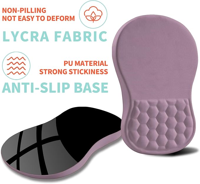 Ergonomic Mouse Pad Wrist Support with Memory Foam Massage Bulge Carpal Tunnel Pain Relief Mousepad Wrist Rest for Mouse(12x8 inch Purple)