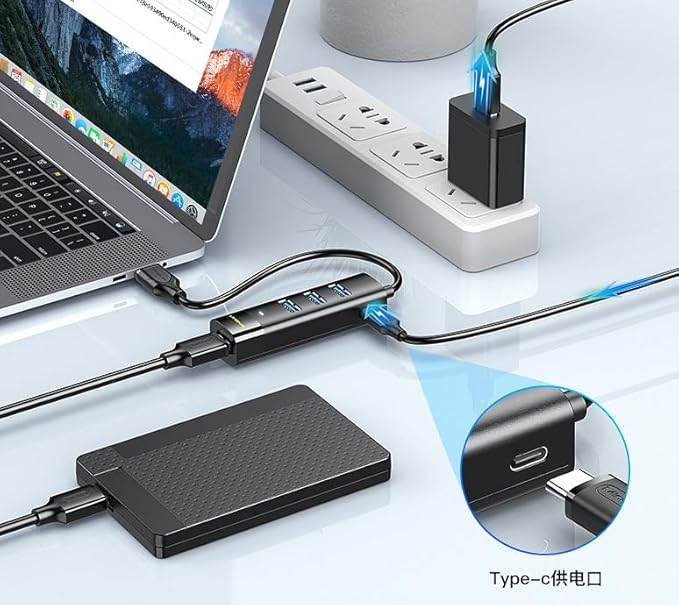 USB 3.0 to USB Type-C Adapter 4 Ports USB 3.0 to USB Type-C Converter for MacBook Air MacBook Pro Chromebook