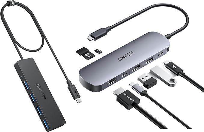 Anker USB C Hub 5-in-1 USB Hub for Laptops &amp USB C Hub 7-in-1 Multi-Port USB Adapter (Bundle)