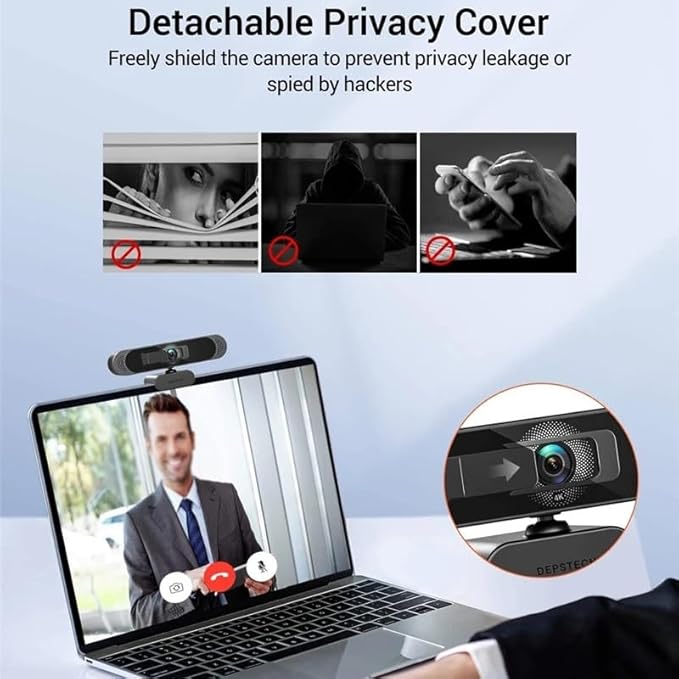 4K 8MP Webcam with Noise-Canceling Microphone Tripod Plug Play Web Camera for Meeting Video