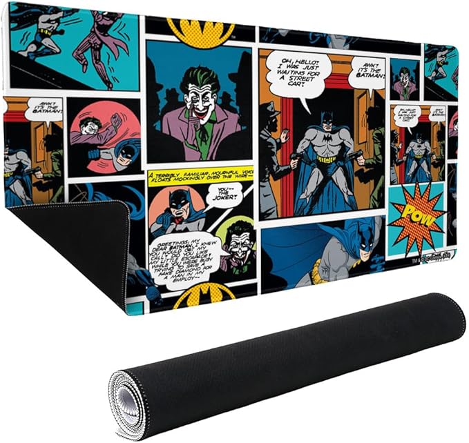 Batman Comic Pattern Large Gaming Mouse Pad Desk Mat with Stitched Edges Non-Slip Base for Gamer Home and Office 31.5 x 15.7