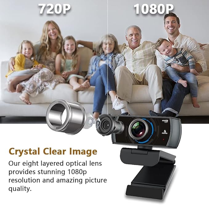 NexiGo 60FPS 1080P Webcam Kits N980P HD Web Camera with Microphone 120 Degrees Wide-Angle Software Control Lightweight Mini Tripod Video Conference Lighting Kit for Zoom/Skype/Teams