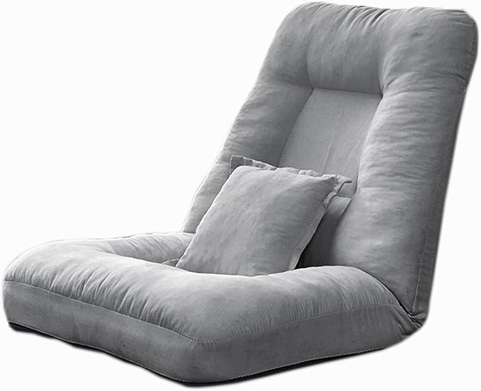 Floor Chair Folding Sofa Adjustable Positions Padded Lazy Sofa with Pillow Back Support Floor Gaming Chair for Reading Bedroom (Color : Gray Size : 45.66x23.62in)