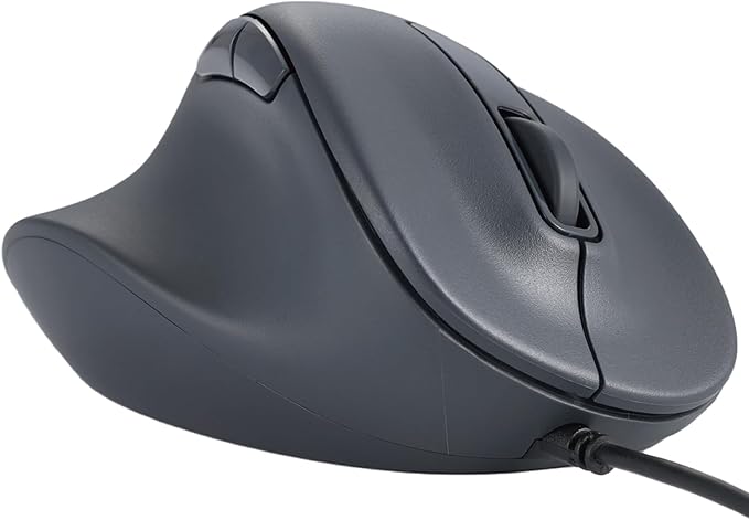 ELECOM Left Hand Wired USB Ergonomic Shape Mouse Silent Click 2000DPI 5 Buttons Optical Sensor Compatible with PC Mac Laptop EX-G Lsize Black (M-XGL31UBSKBK)