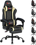 Ergonomic Gaming Chair with Footrest and Lumbar Massage Racing Office Chair High Back Computer Desk Chair with Headrest Pillow for Adults Video Game Chair for PC Gamer (1001-Beige)