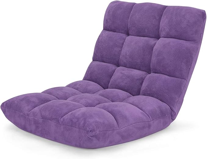DORTALA Floor Gaming Chair with Back Support 14-Position Adjustable Banana Chair for Adults Foldable Floor Seats for Reading Gaming (Purple)