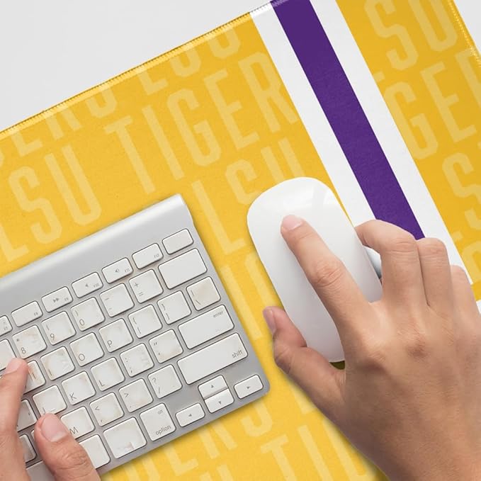 LSU Tigers Mascot Large Gaming Mouse Pad Desk Mat with Stitched Edges Non-Slip Base for Gamer Home and Office 31.5 x 15.7