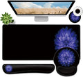 Large Mouse Pad Ergonomic Mouse Pad with Wrist Rest and Keyboard Wrist Rest 4 in 1 Set 31.5 x11.8 inch Extended Desk Pad for Home Office Watercolor Purple Flowers Pattern Black xxl Gaming Mouse Mat