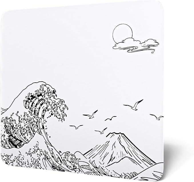 Attack Shark CM05 Contour Glass Gaming MousepadNano-Micro-Etched TextureSmooth Glass SurfaceHigh AccuracyFast-MovingAnti-Scratch PU Leather Super Non-Slip BaseLarge Size(450×400mm)White Waves