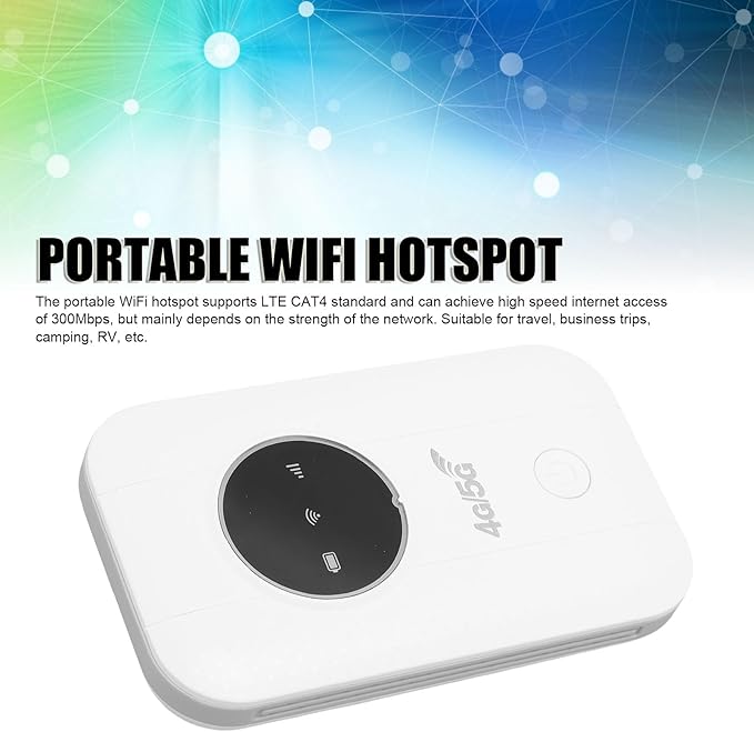 Portable WiFi Router with 4G LTE a Portable WiFi Hotspot with 300Mbps Transfer Rate USB C Power Supports B1/B3/B5/B40 for Camping/RV