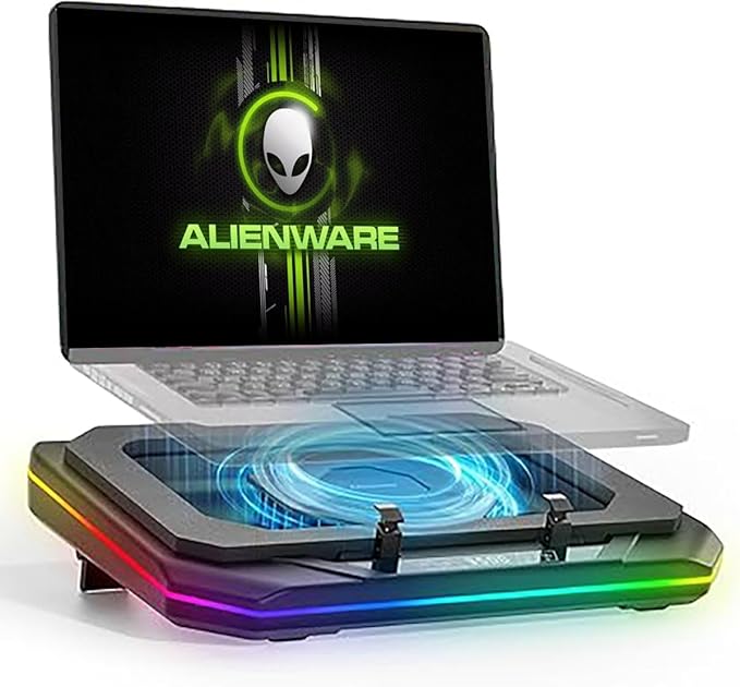 Cooling Pad for Dell Alienware m18 R2 R1 area-51 18 inch Gaming Laptop It is a Well Deserved Heat Dissipation MonsterCooler with Powerful Turbo Fan Can Fast Cooling6 RGB Light ModeTouch Start ﻿