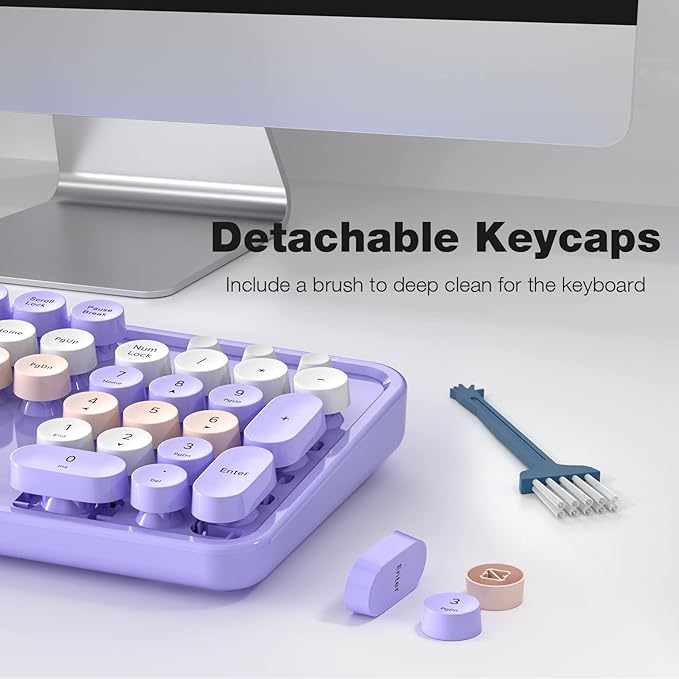 Wireless Keyboard and Mouse Combo MOWUX Colorful Computer Full Size 2.4G Plug and Play Wireless Typewriter Keyboard and Mouse Set for Windows Computer Desktop PC Notebook (Purple Colorful)